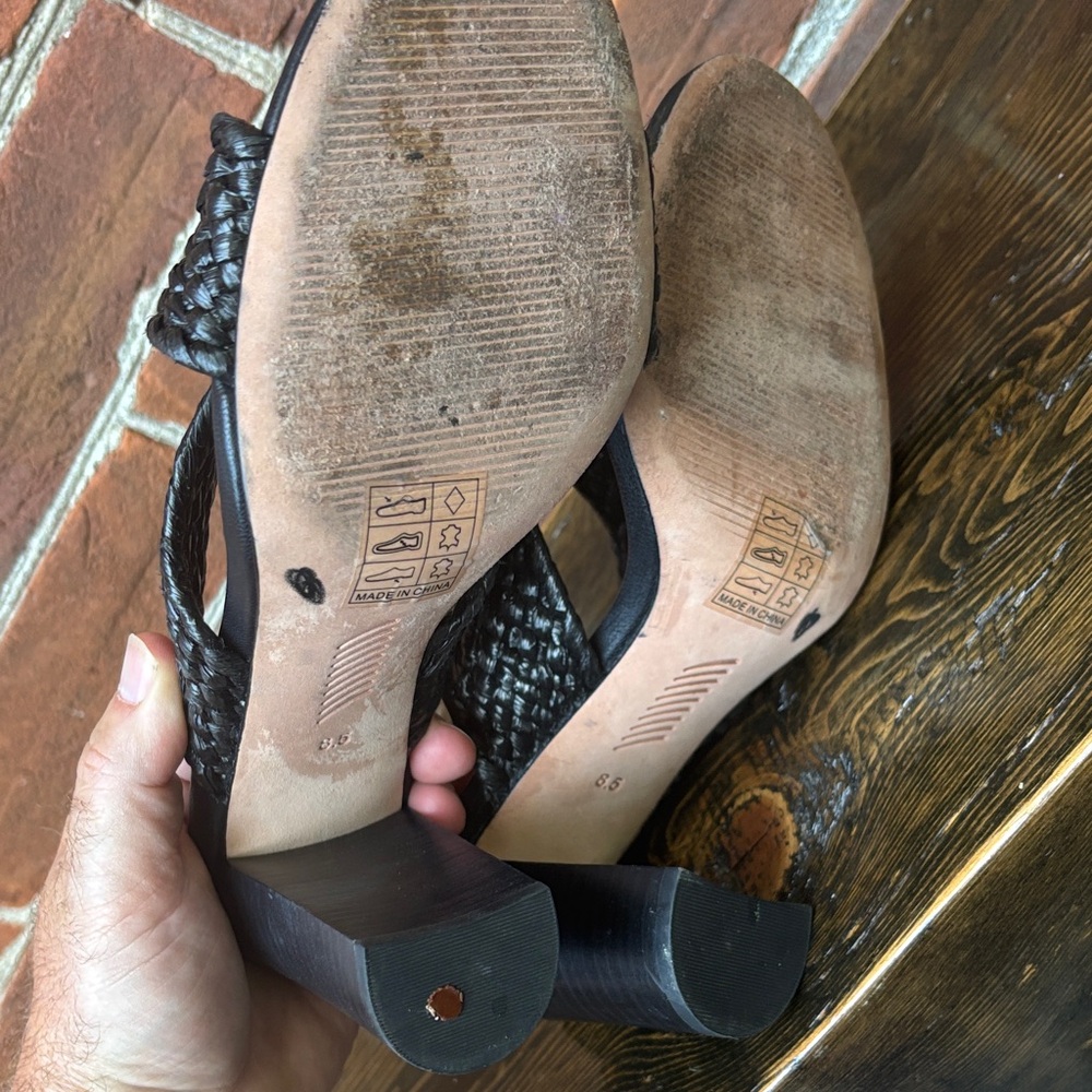 PAIGE Black Braided Heeled Sandals - Picture 6 of 9